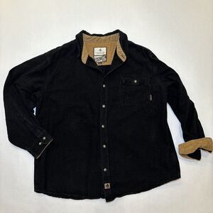 Legendary Whitetails Black Flannel Shirt Long Sleeve Corduroy Cuffs Collar Sz XL